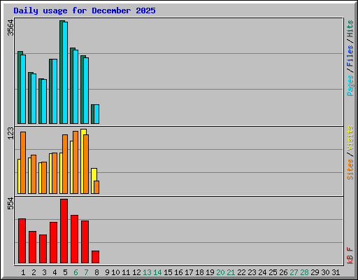 Daily usage for December 2025